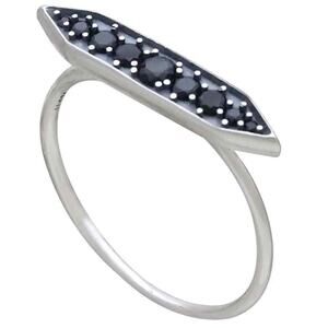 Artisan Sterling Silver Black Crystal Stacking Ring